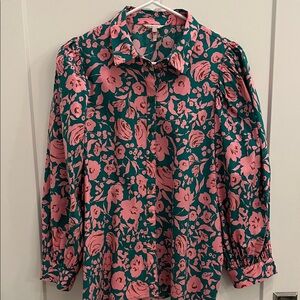 ESQUALO Pink and Green Floral Top